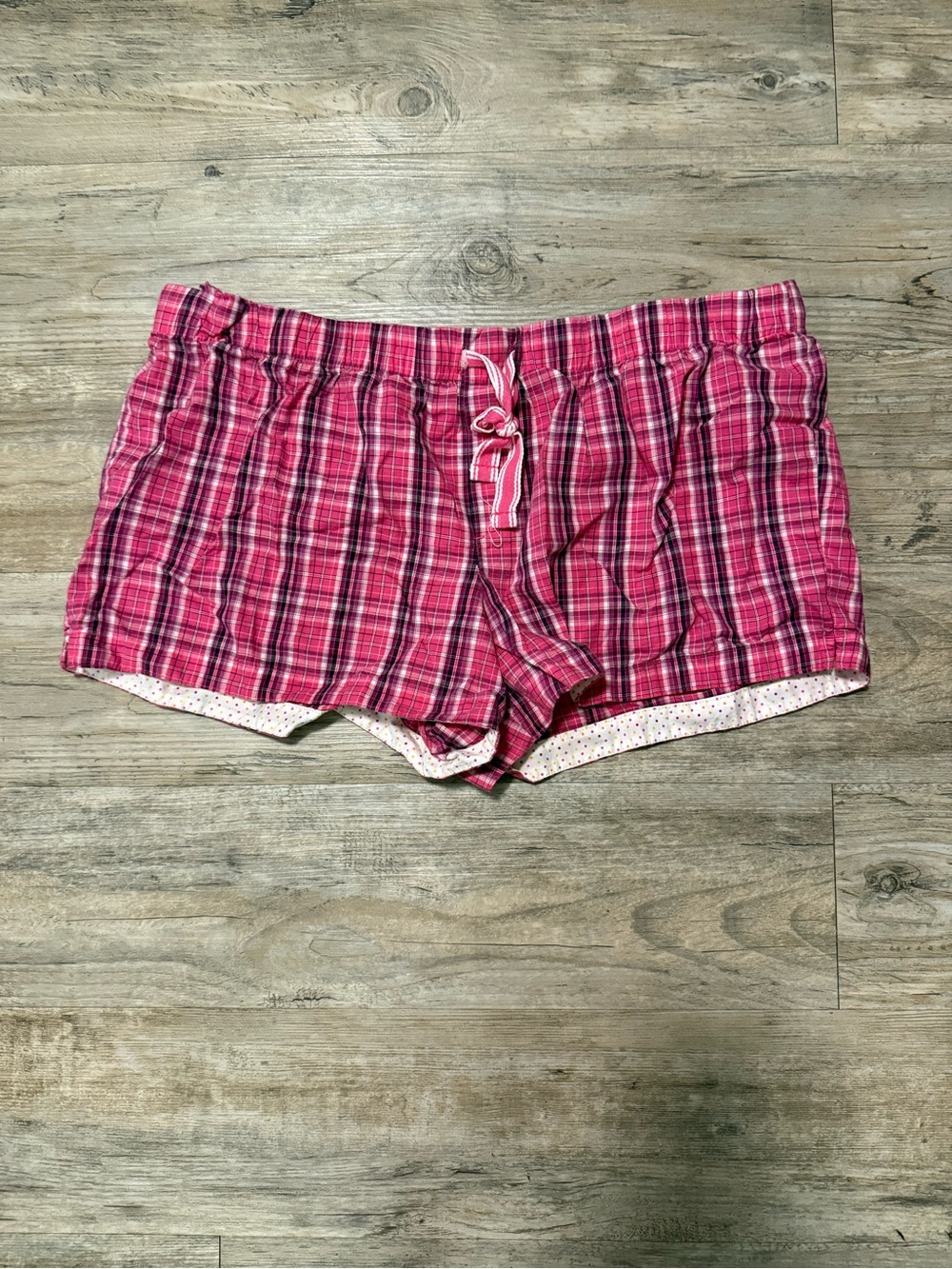 No Boundaries Pink Plaid Sleep Shorts